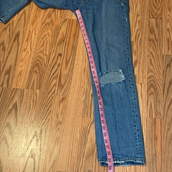 Abercrombie and Fitch the 90’s Straight Low Rise Jeans, blue, holes, 27 / 4 - Picture 4 of 9